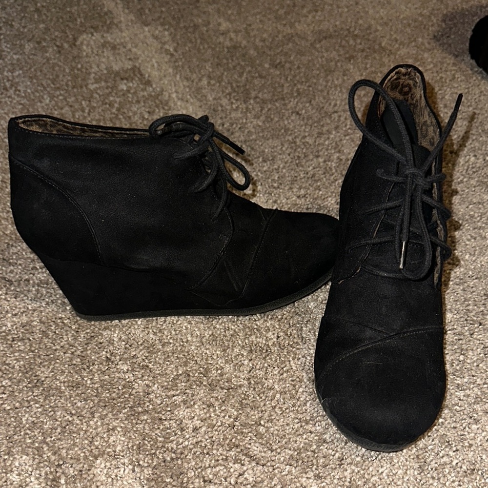 Maurices Black Ankle Booties‎ with Wedge Heel